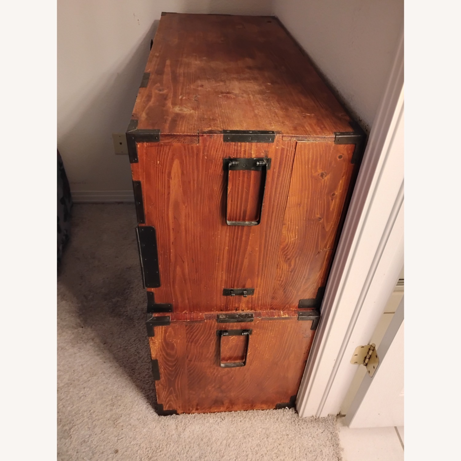 Vintage/Antique Dark Brown Wood Chest - image-3
