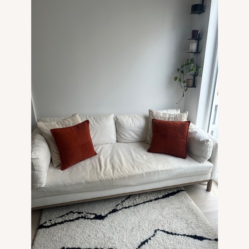 Used West Elm Hargrove White Linen 3+ Seater Sofa for sale on AptDeco