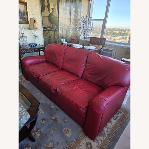 Used Red Leather and Down Sofa for sale on AptDeco