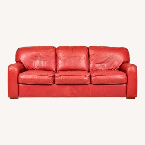 Used Red Leather and Down Sofa for sale on AptDeco