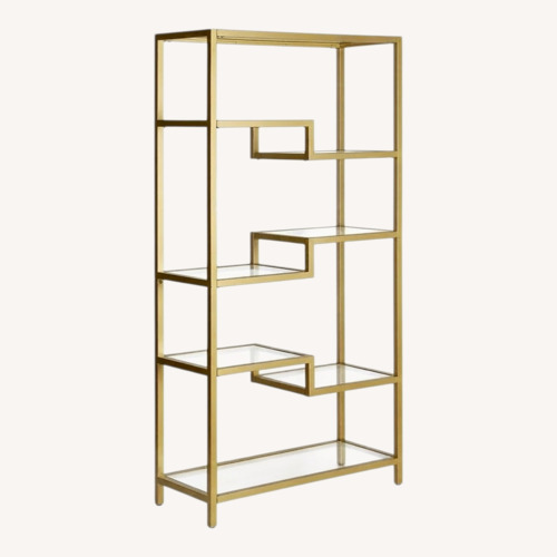 Used Wayfair Gold Glass Bookcase for sale on AptDeco