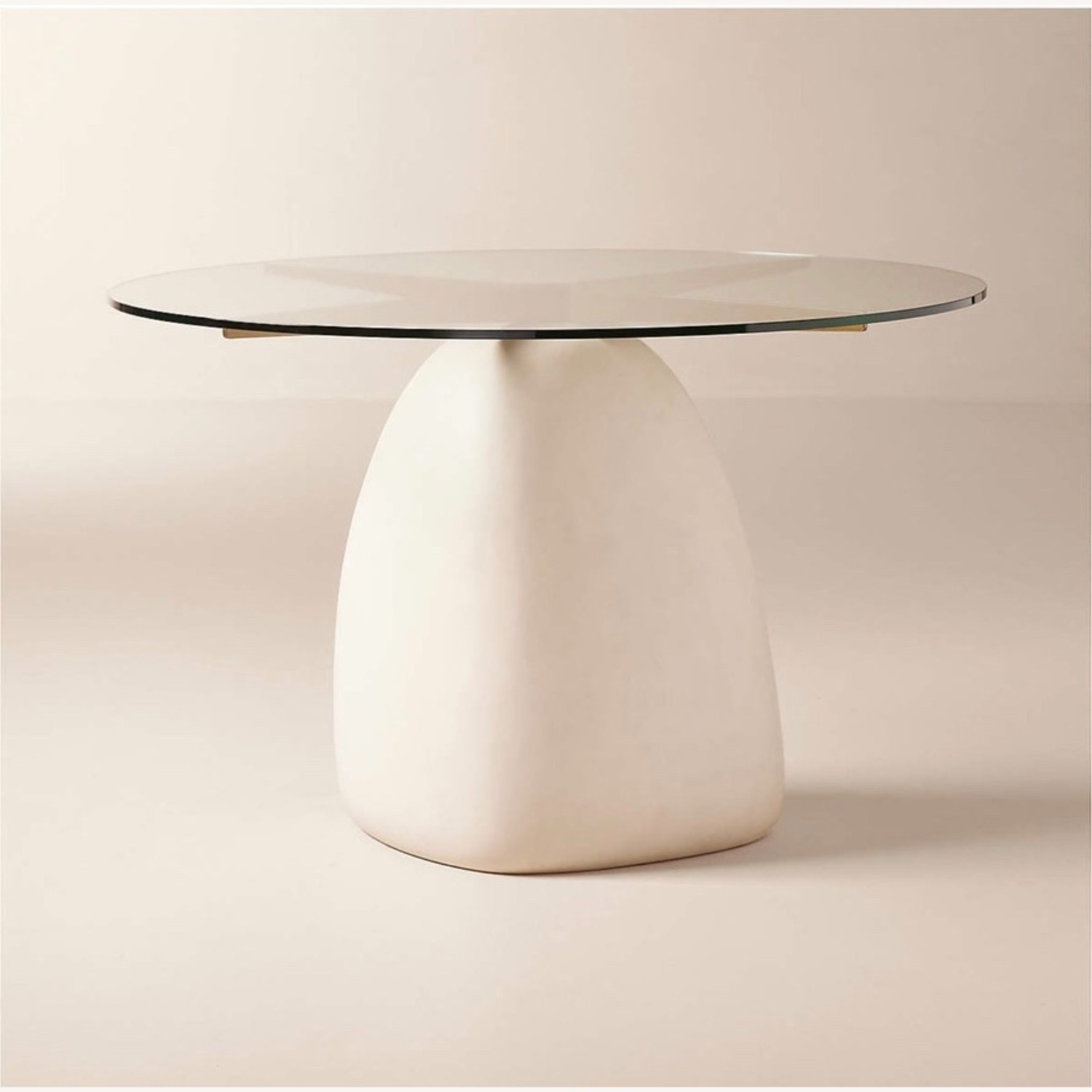 CB2 Stone 47" Round White Concrete Dining Table with Glass Top - image-2