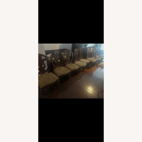 Used Dark Brown Wood Armchairs - Set of 8 for sale on AptDeco