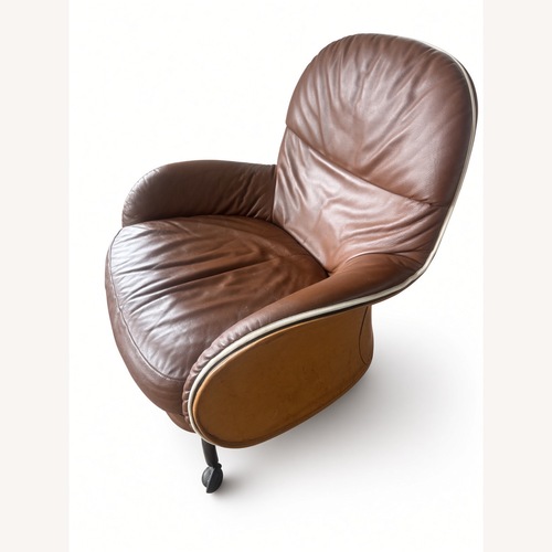 Used Vico Magestretti Light Brown Leather Ottoman for sale on AptDeco