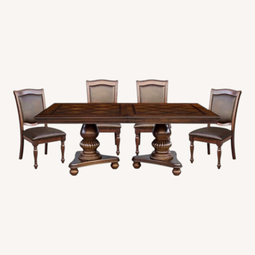 Used Signature Design Double Pedestal Table Seats 8 for sale on AptDeco