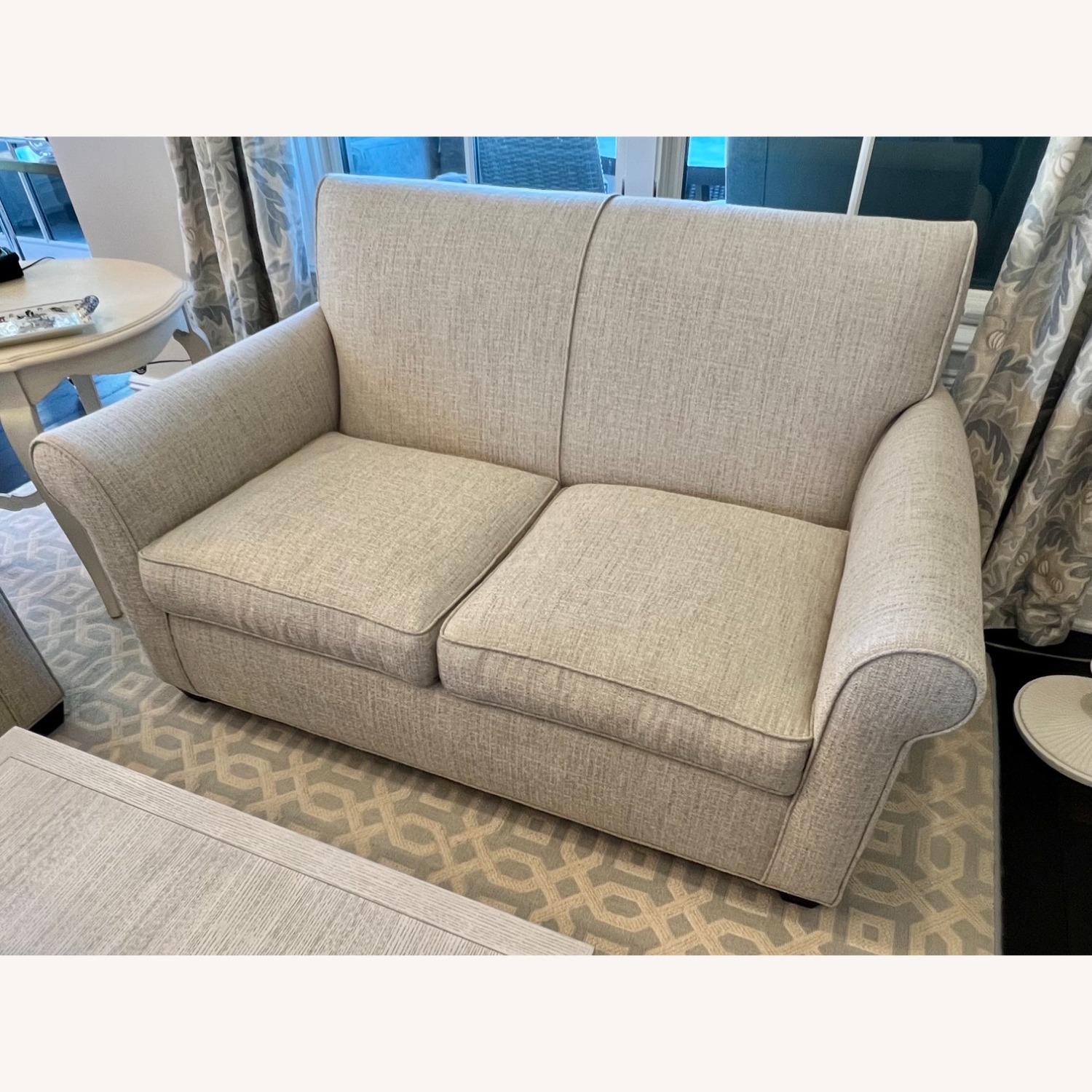 Crate & Barrel Essex Beige Tweed 2 Seater Loveseat - image-1