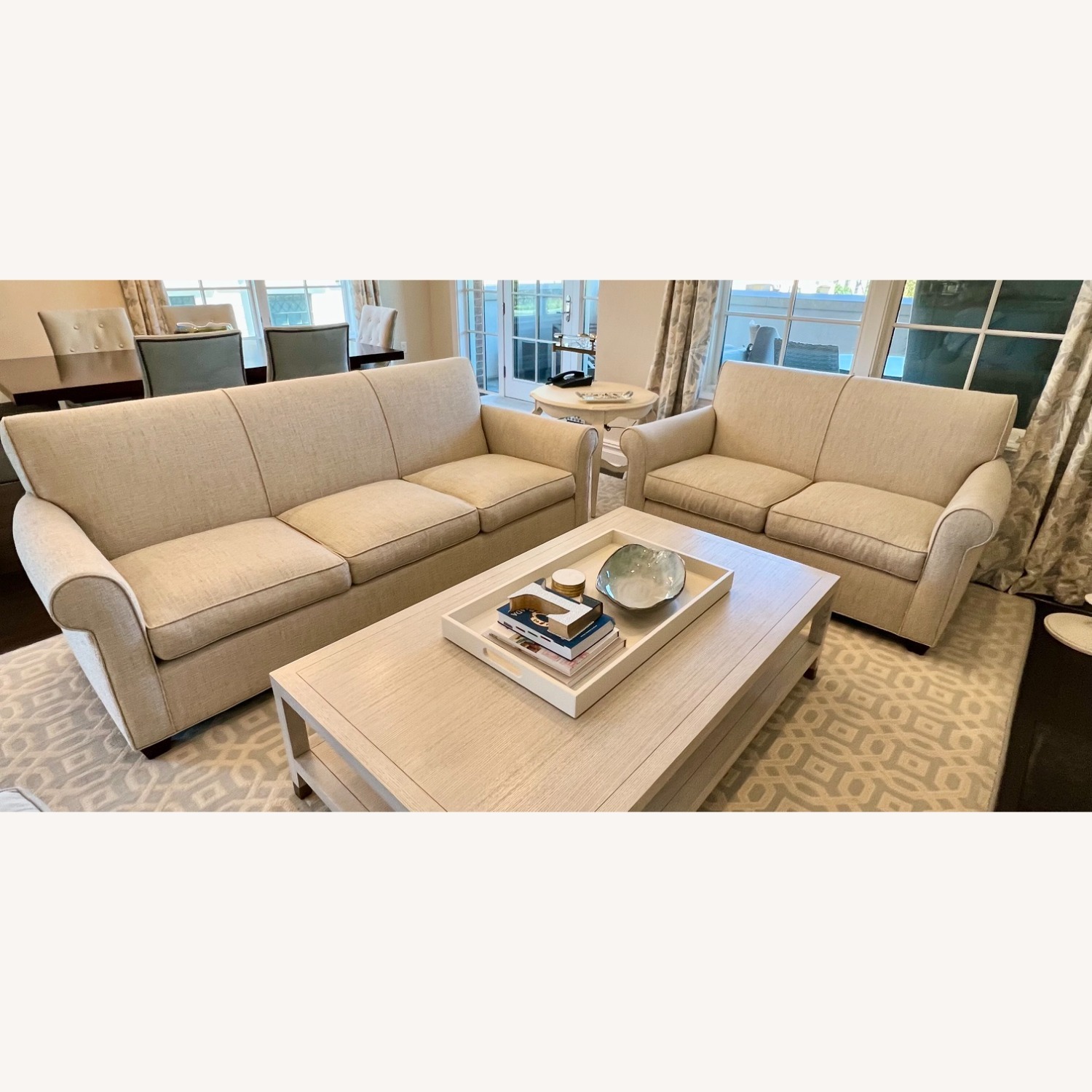 Crate & Barrel Essex Beige Tweed 2 Seater Loveseat - image-4