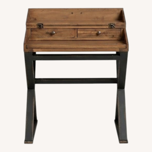 Used World Market Distressed Antique Cognac and Black Wood Secretary Desk for sale on AptDeco