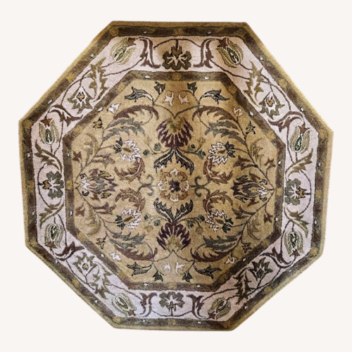 Used 5"x5" Hand Tufted Wool Rug Octagon Rug Gold Ivory for sale on AptDeco