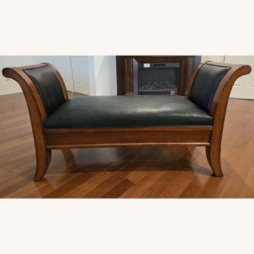 Used 59" Solid Wood PU Leather Dark Brown Bench  for sale on AptDeco