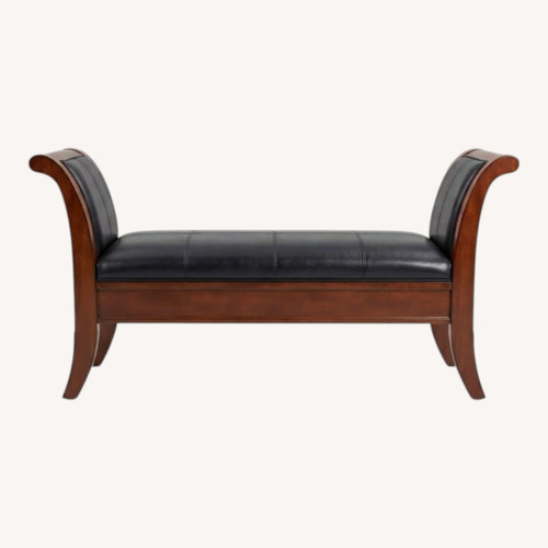 Used 59" Solid Wood PU Leather Dark Brown Bench  for sale on AptDeco