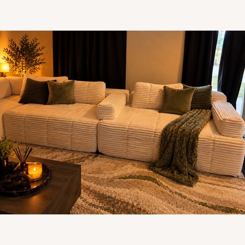 Used White Fabric 2 Piece Sectional for sale on AptDeco