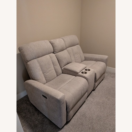 Used Living Spaces Grey 2 Seat Recliner Sofa for sale on AptDeco