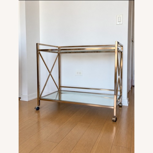 Used Large Gold Glass Bar Cart for sale on AptDeco