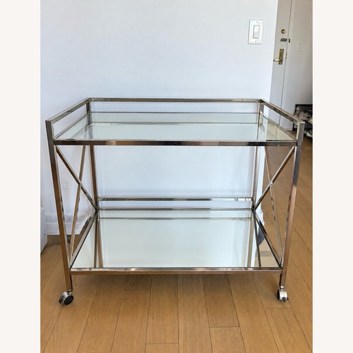 Used Large Gold Glass Bar Cart for sale on AptDeco