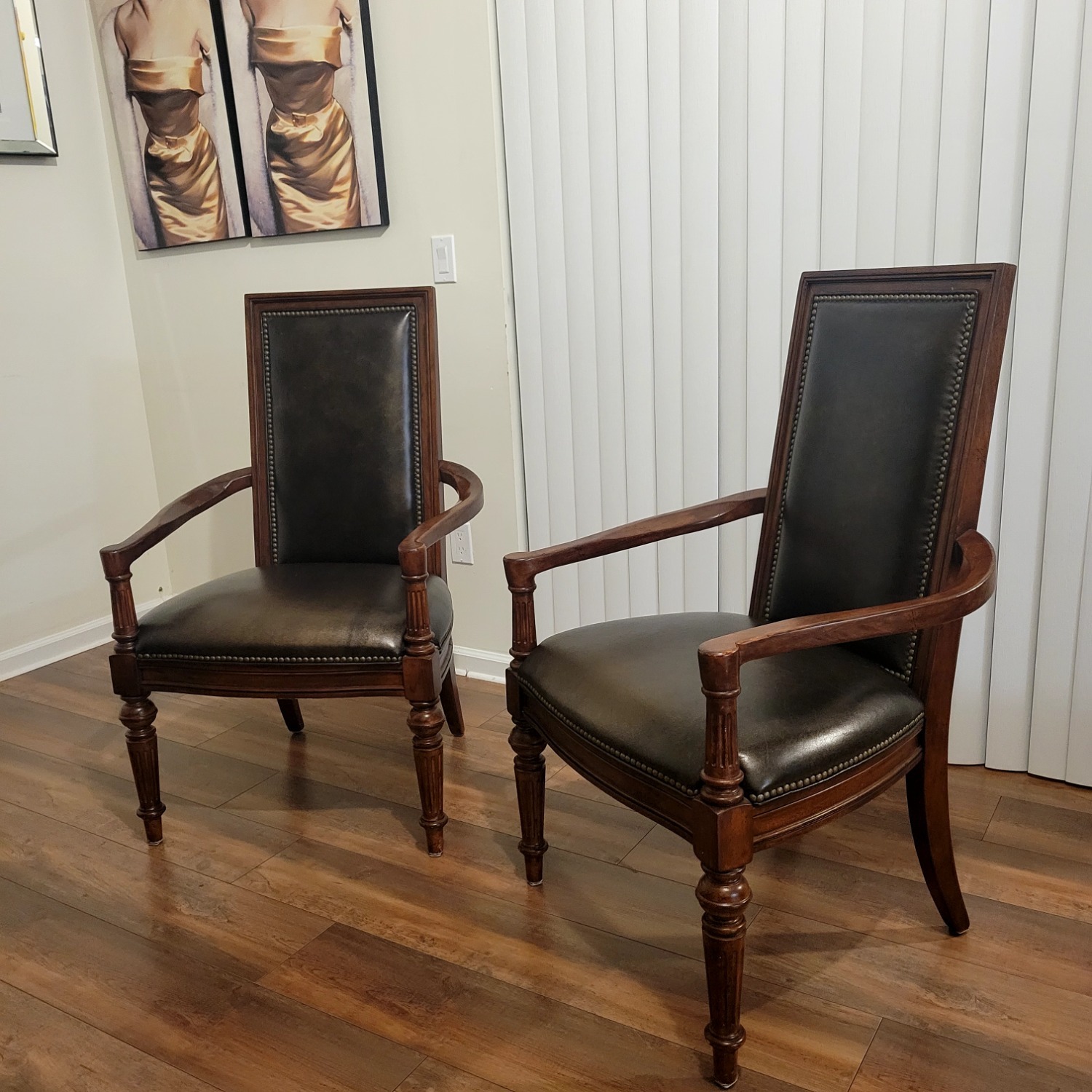 Vintage/Antique Dark Brown Armchairs - image-1