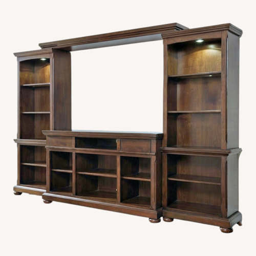 Used Ashley Furniture Dark Brown Wood Wall Unit for sale on AptDeco