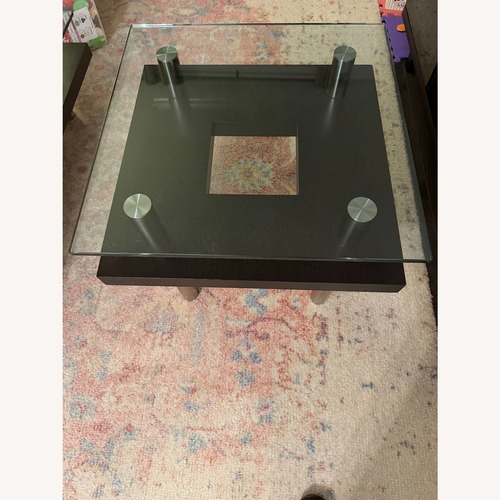 Used BDI Hokkaido Glass & Espresso Oak End Table for sale on AptDeco