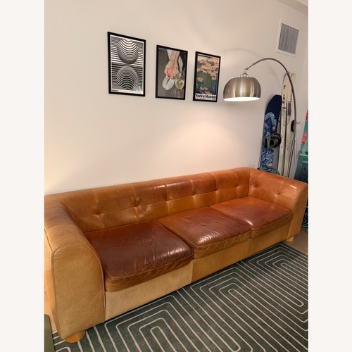 Used CB2 x GQ Korea Tobacco Tufted Leather Sofa for sale on AptDeco