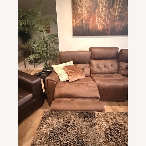 Used Premium Brown Dual Reclining Sofa for sale on AptDeco
