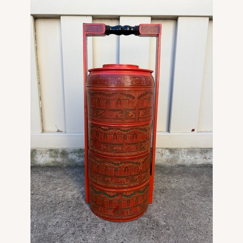 Used Antique Burmese Lacquer 4-Tier Food Carrier for sale on AptDeco