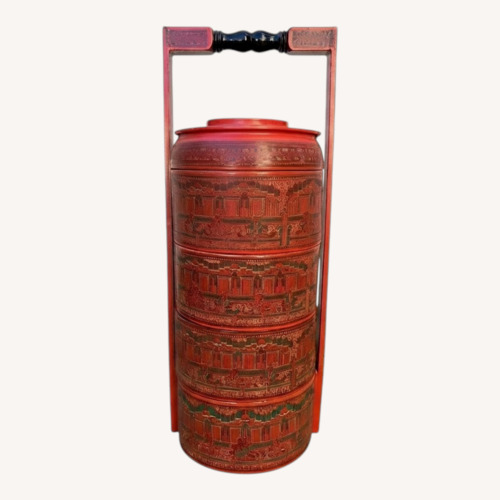 Used Antique Burmese Lacquer 4-Tier Food Carrier for sale on AptDeco