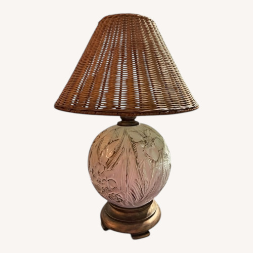Used Vintage Haeger Pottery Lamp with Wicker Shade for sale on AptDeco