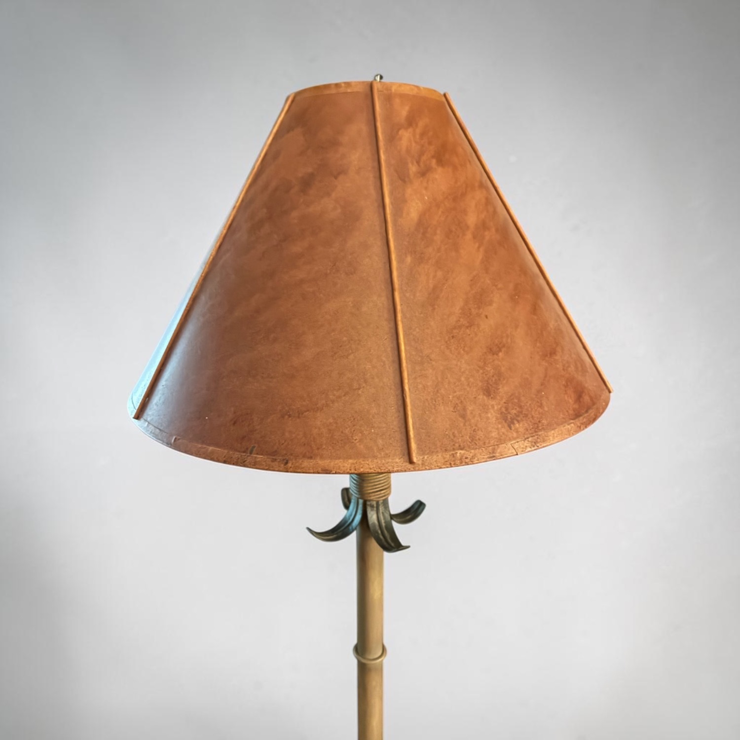 Bamboo-Style Floor Lamp with a Leather Like Shade - image-6
