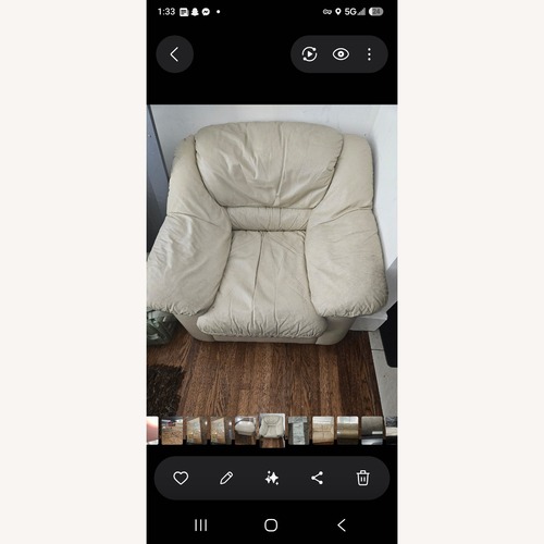 Used Italian Leather Armchair W Matching Ottoman for sale on AptDeco