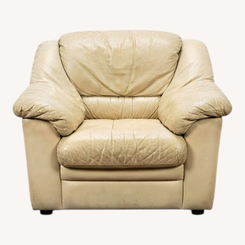 Used Italian Leather Armchair W Matching Ottoman for sale on AptDeco