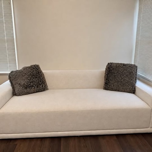 Used CB2 Faible 99" White Chenille Sofa for sale on AptDeco