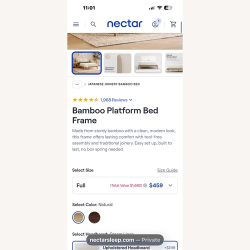 Used Bamboo Bed Frame Full Size for sale on AptDeco