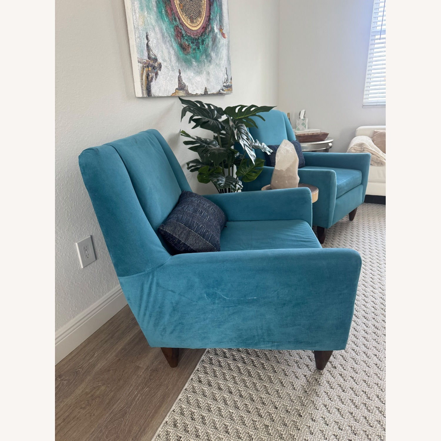 Blue Fabric Armchairs - image-3