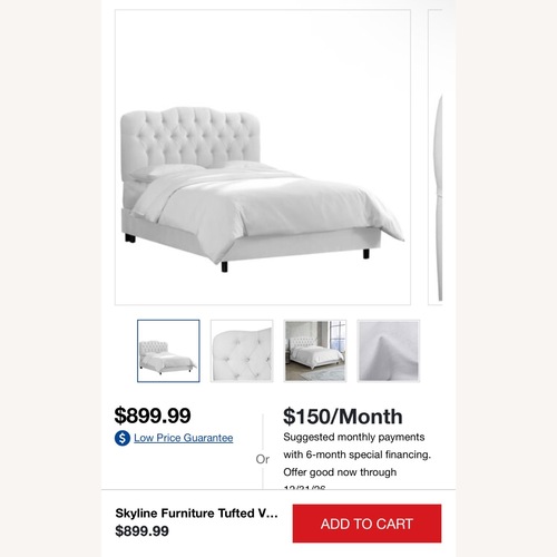 Used Skyline Furniture White Velvet Queen Bed for sale on AptDeco
