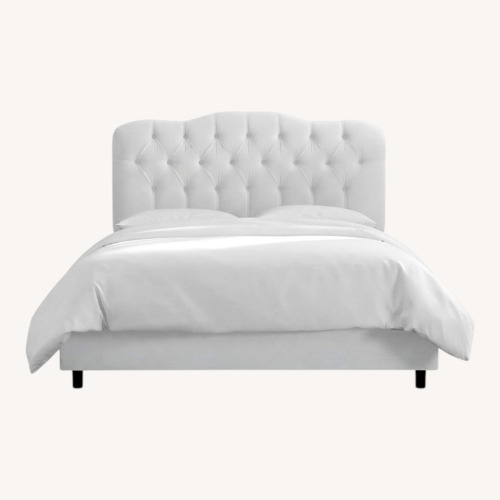 Used Skyline Furniture White Velvet Queen Bed for sale on AptDeco