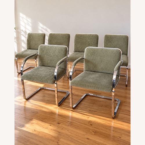Used Chrome Knoll-Style Cantilever Dining Chairs - Set of 6 for sale on AptDeco