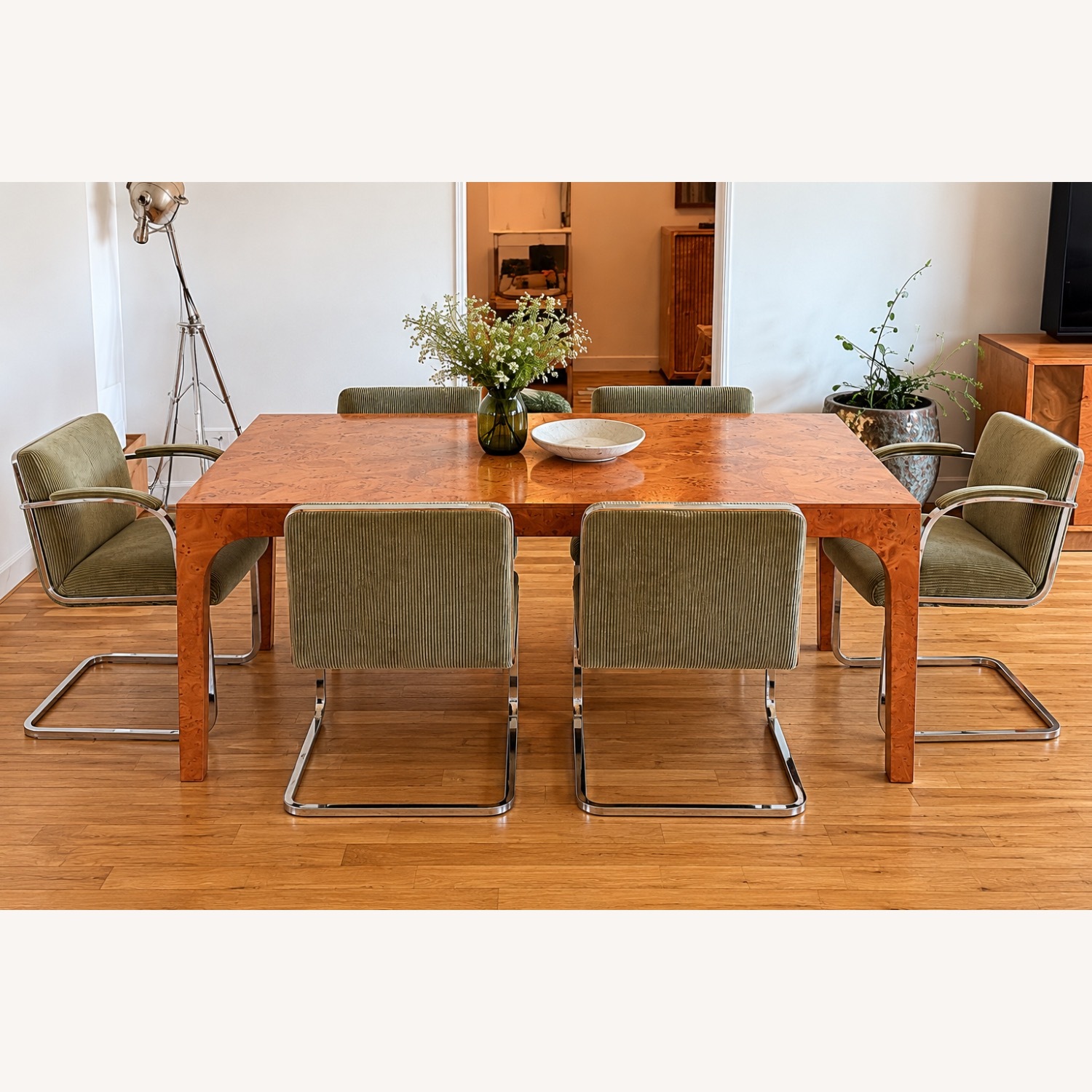 Chrome Knoll-Style Cantilever Dining Chairs - image-2
