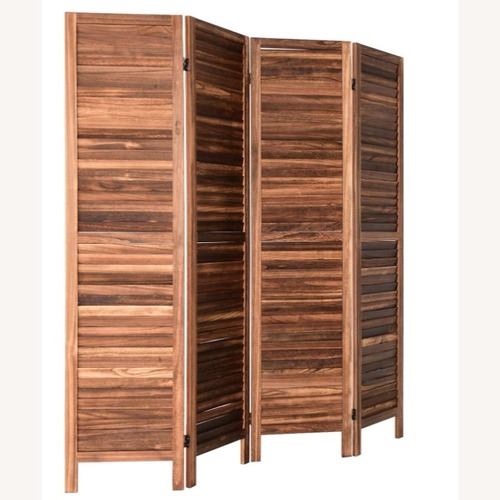 Used Bed Bath & Beyond Set of 2 6-Foot Wooden Louvered Room Divider for sale on AptDeco
