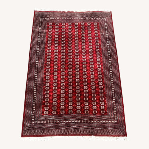Used Red Bokhara Hand Knotted Wool 9' x 12' Area Rug  for sale on AptDeco