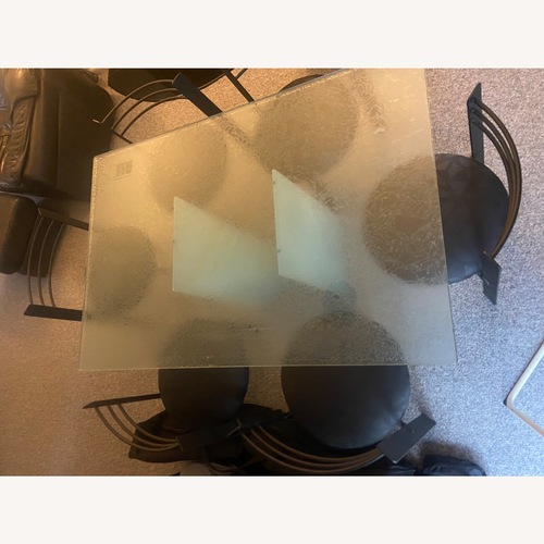 Used Postmodern Dining Table & Geometric Metal Chairs for sale on AptDeco