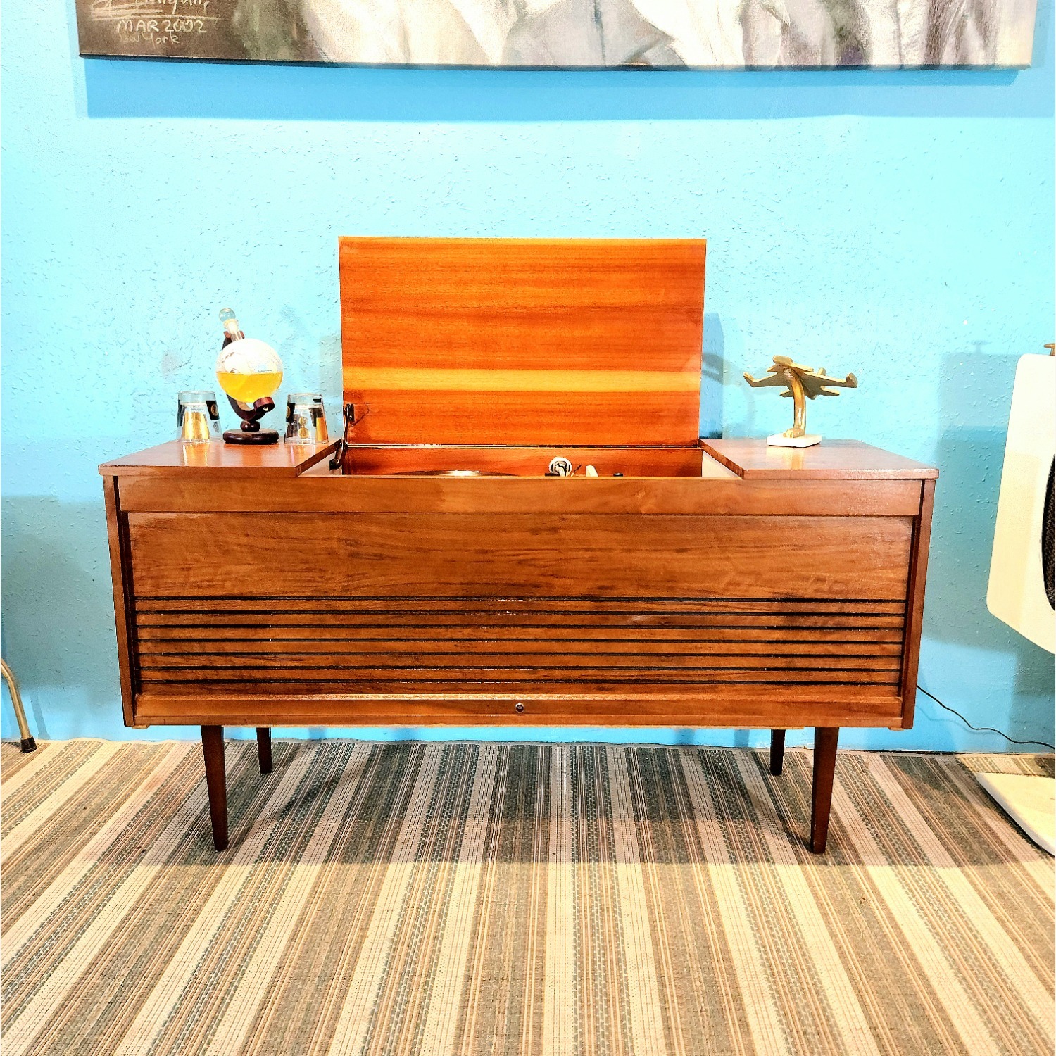 Vintage/Antique Natural Wood Media Storage - image-8