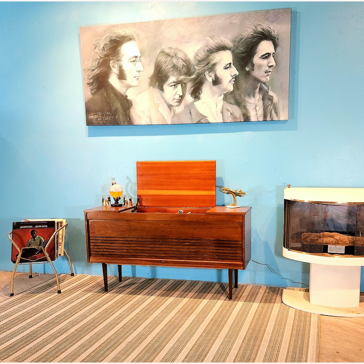 Vintage/Antique Natural Wood Media Storage - image-2