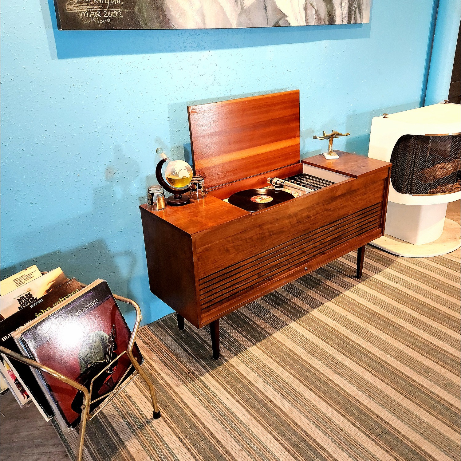 Vintage/Antique Natural Wood Media Storage - image-4