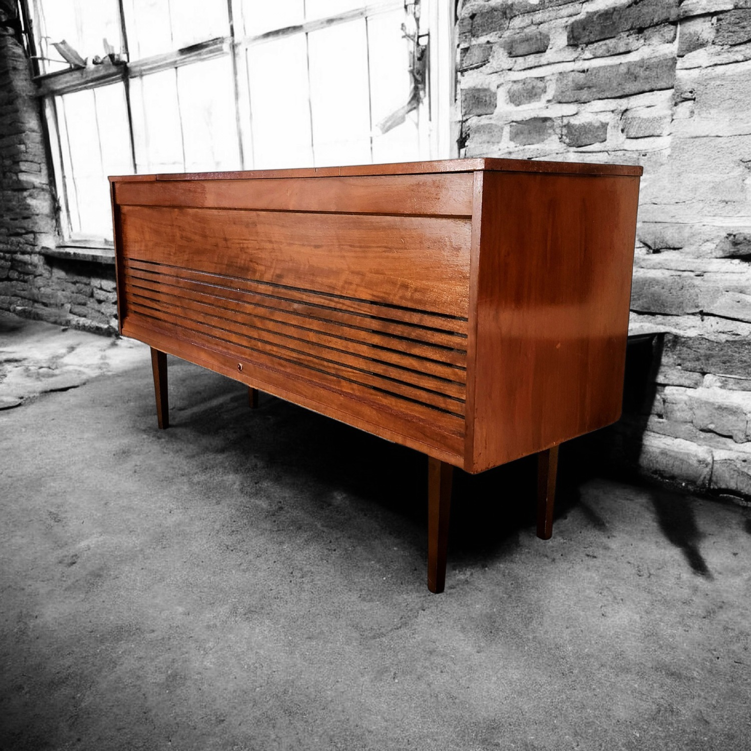 Vintage/Antique Natural Wood Media Storage - image-7
