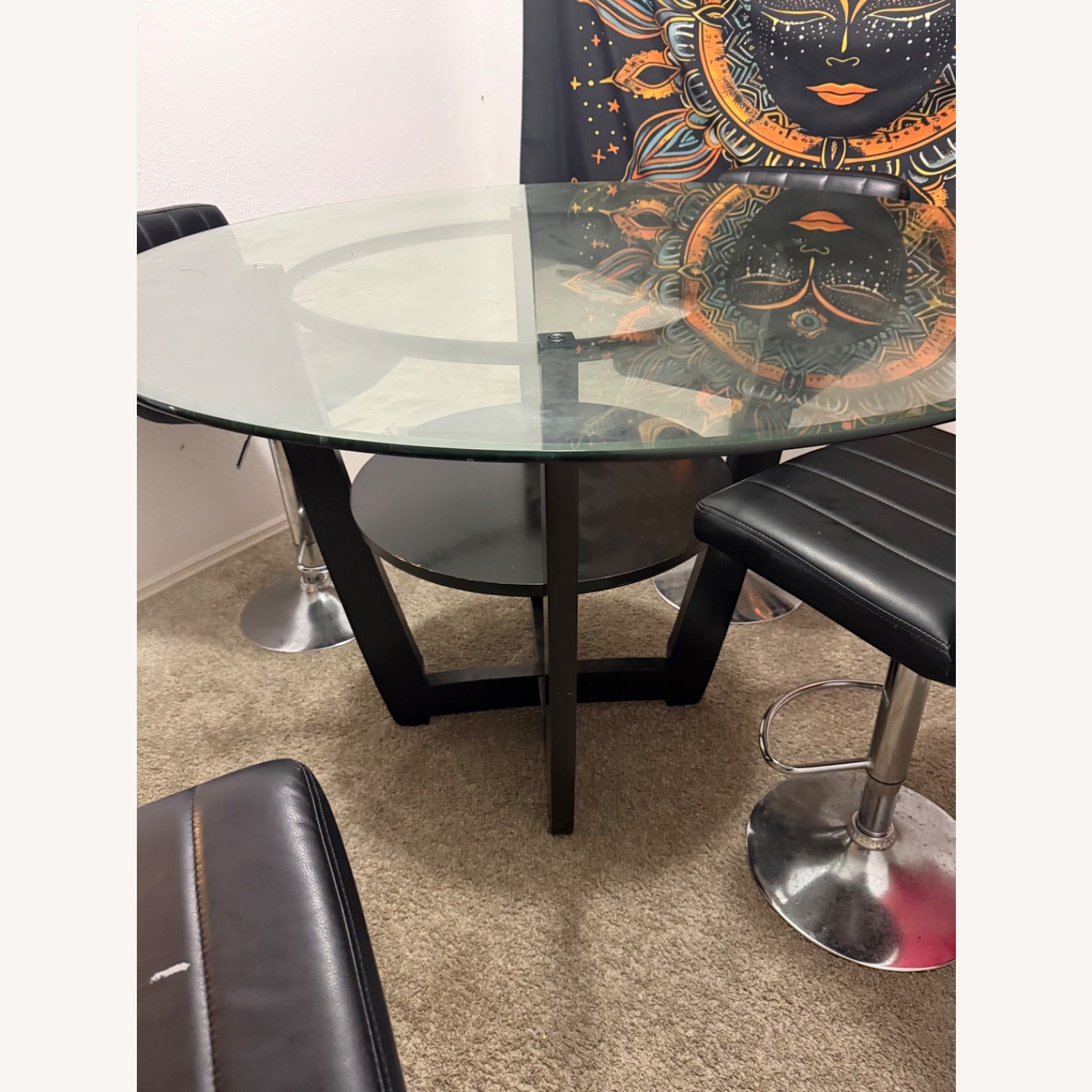 Black Glass Dining Table - image-1