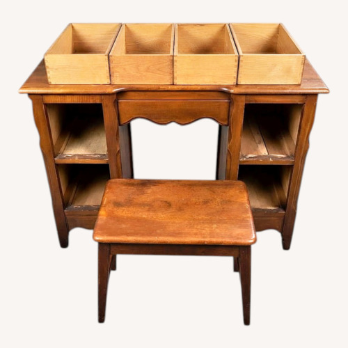 Used Wooden Desk with Wooden Stool for sale on AptDeco