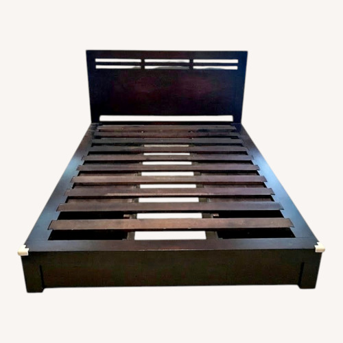 Used Dark Brown Real Heavy Wood Queen Bed for sale on AptDeco