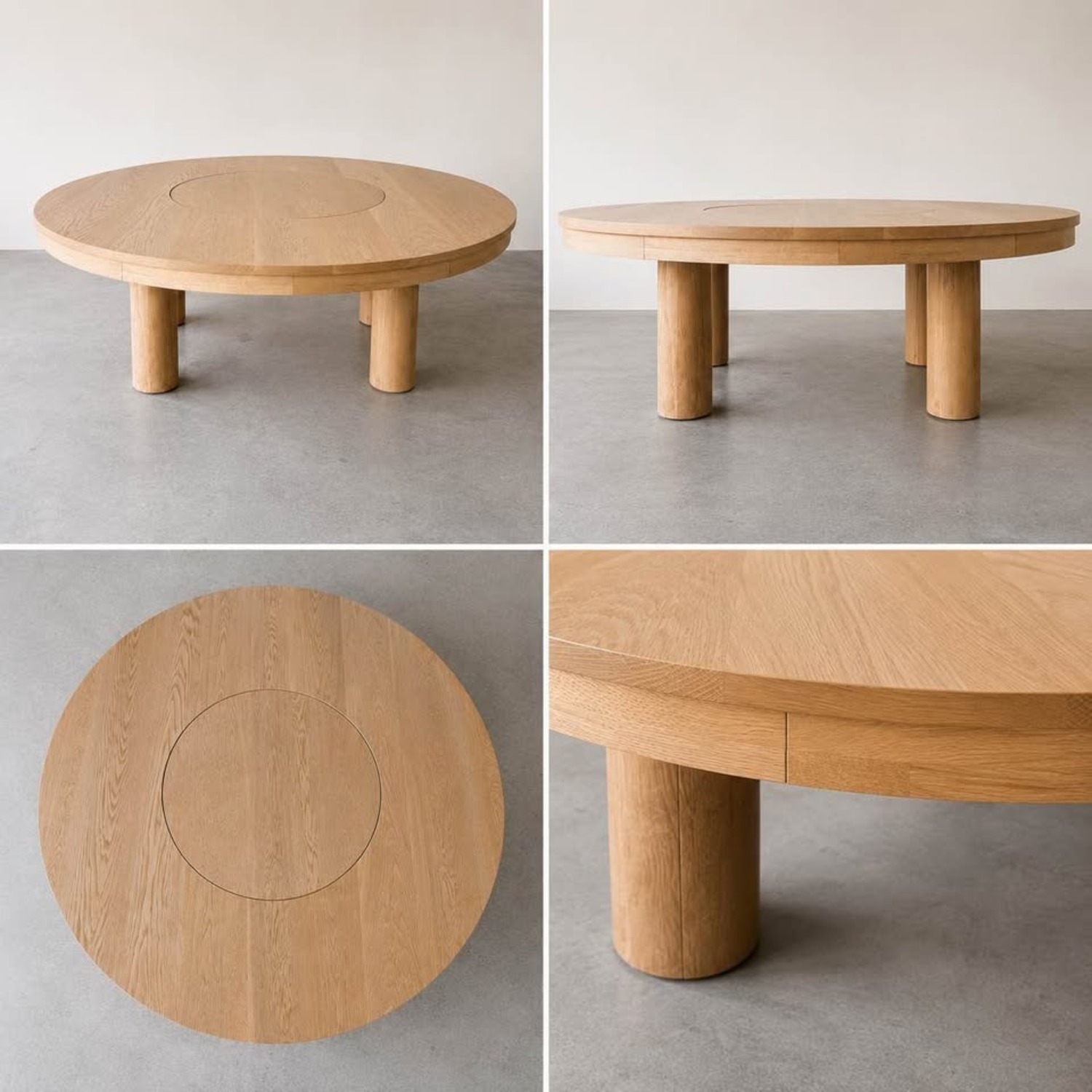 Round Rift White Oak Dining Table with Lazy Susan - image-2