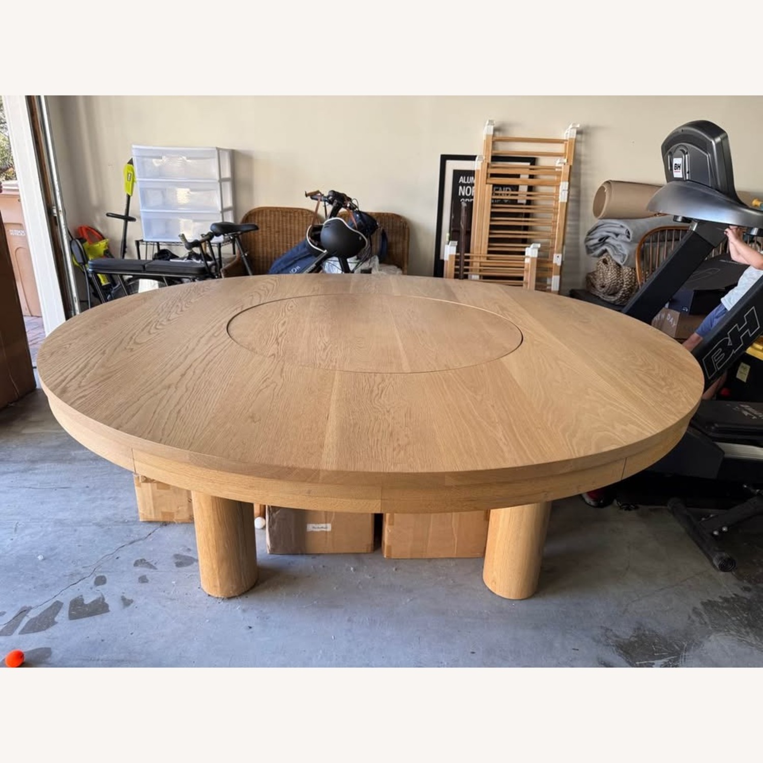 Round Rift White Oak Dining Table with Lazy Susan - image-3