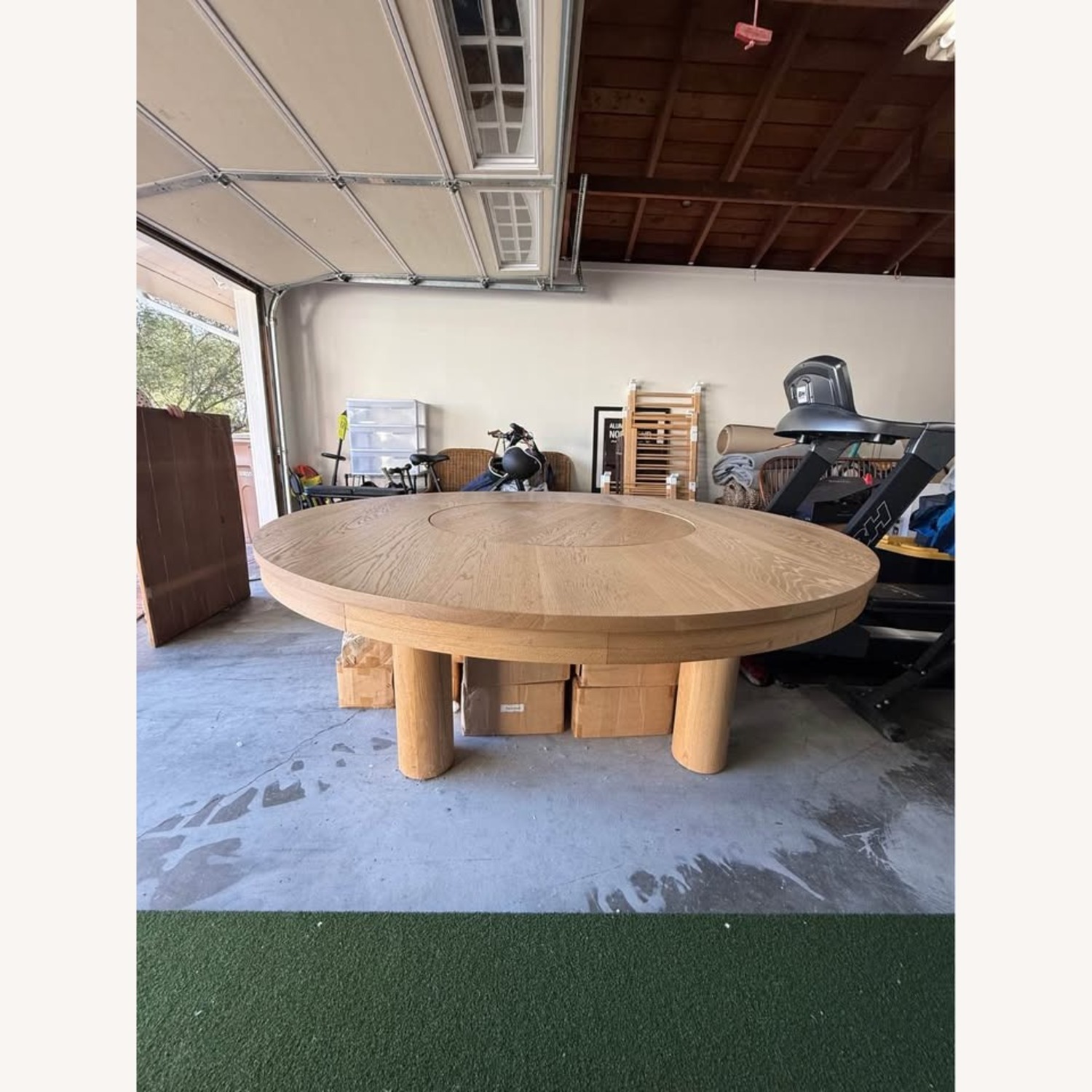 Round Rift White Oak Dining Table with Lazy Susan - image-4
